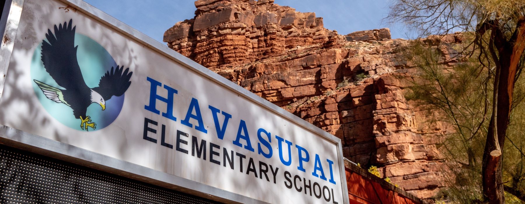 Havasupai Elementary School in Arizona's Grand Canyon, featuring the school structure against a beautiful canyon backdrop.