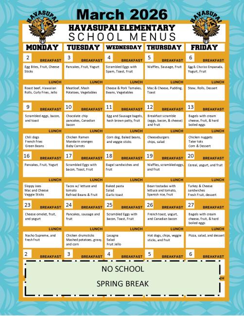 March 2026 Menu